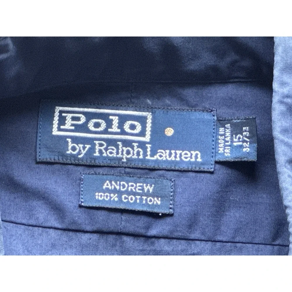 Polo Ralph Lauren Andrew Dress Shirt Mens 15 32/33 Navy 100% Cotton Button Up
